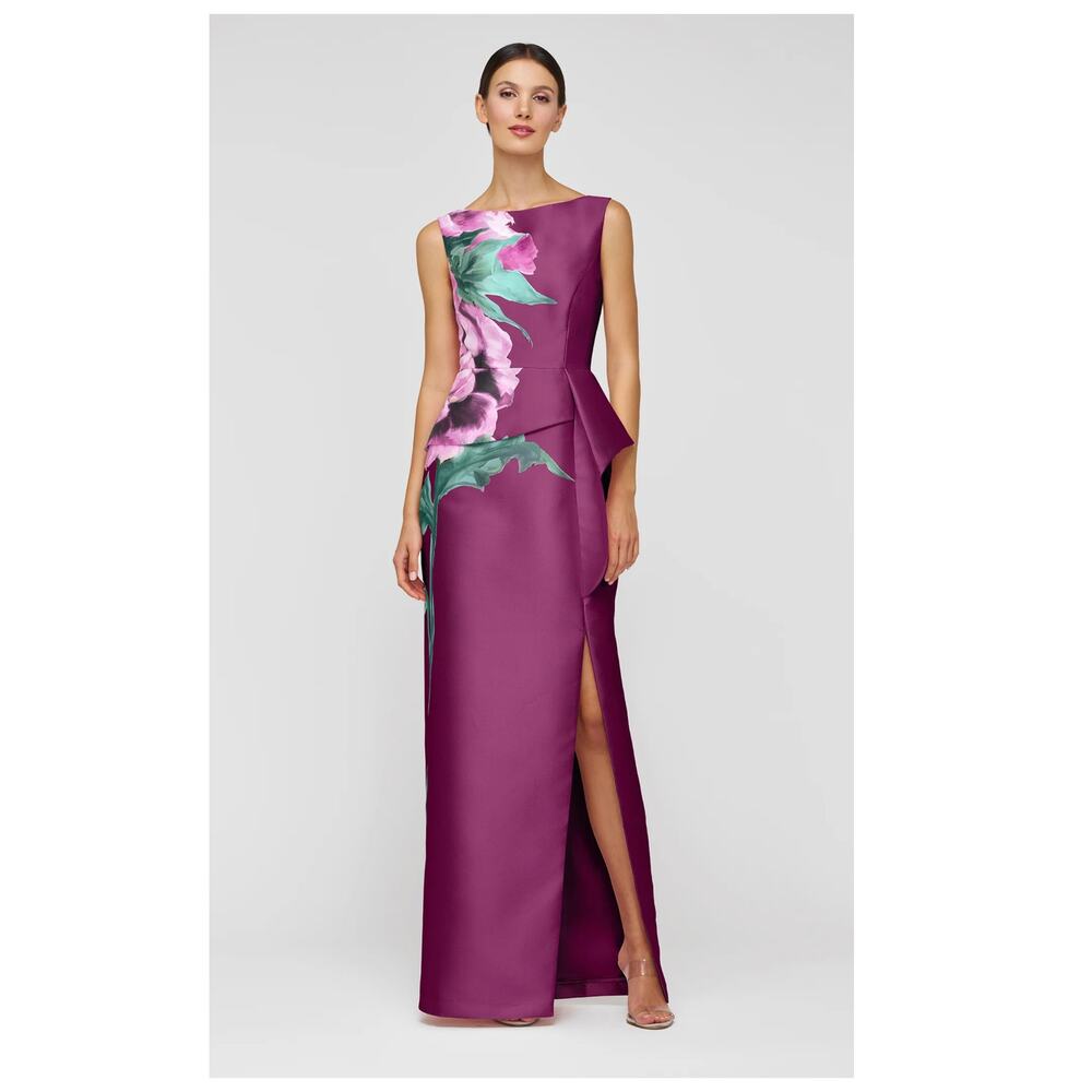 NEW Kay Unger Luciana Placed Floral Column Gown Size 18